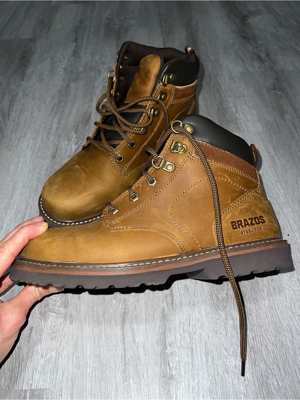 Women Steel Toe Work Boots in Brown